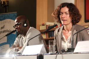 Boniface Mongo-Moussa und Anne Weber beim Abschlusspodium